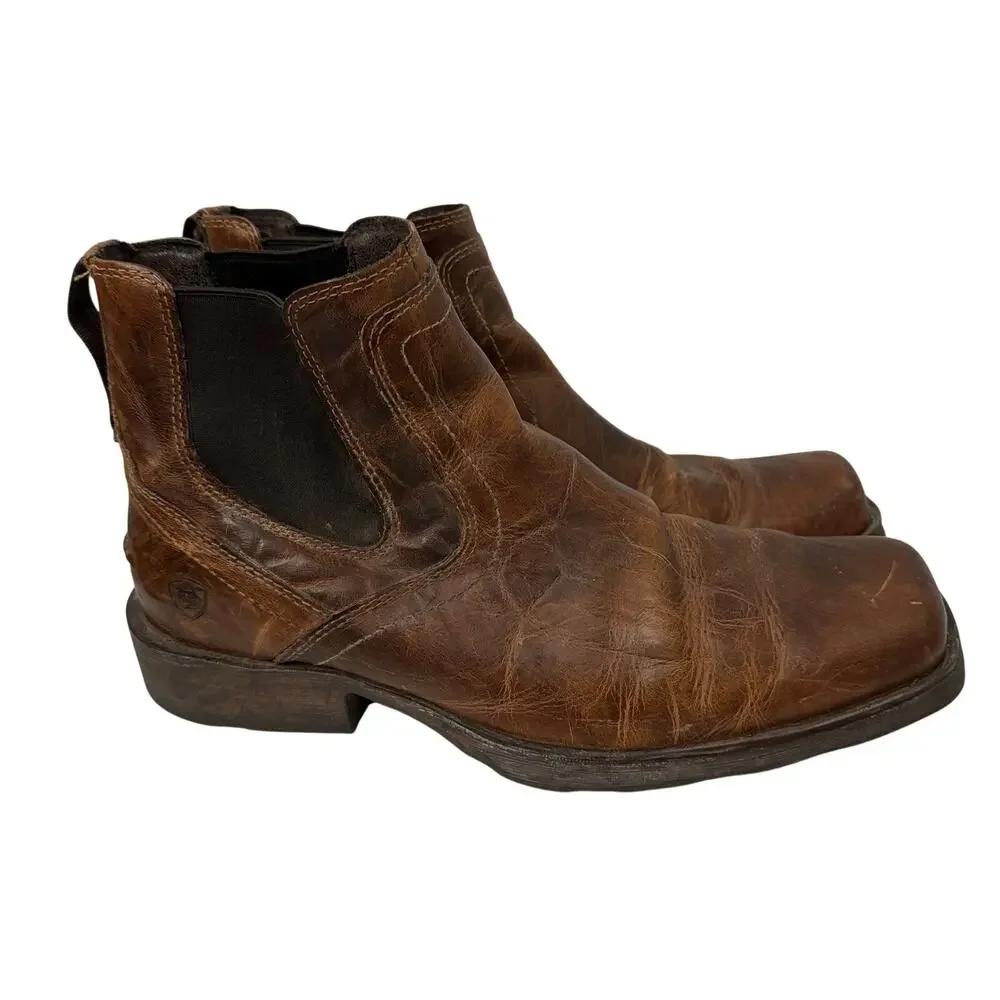 Ariat Midtown Rambler Square Toe Chelsea Boot Men's 12 D Barn Brown Leather